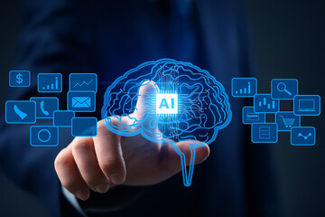 Concept wallpaper AI, new technologies applied to business