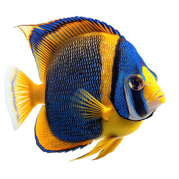 Emperor Angelfish isolated on transparent background.