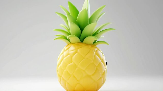 Cute 3D pineapple character with a smiling face on a white background