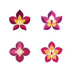 Fototapeta premium Decorative floral design elements set in various color palettes for graphic design and decoration
