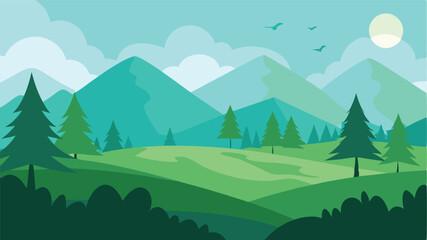 landscape with mountains and trees