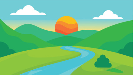 Fototapeta premium landscape with hills and mountains