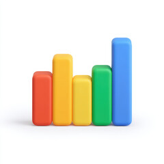 Image shows colorful bar chart with five vertical bars red, yellow, light yellow, green, and blue, arranged from shortest to