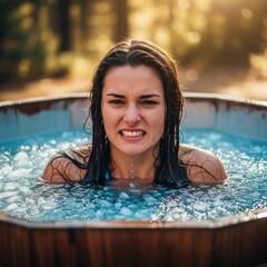 Eine junge Frau beim Eisbaden