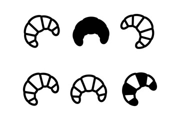Six croissant icons arranged on a white background