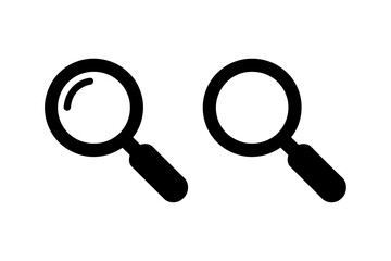 Two black magnifying glass icons on a white background