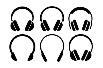 Illustration of six different headphone variations