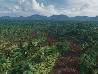 A detailed visualization of deforestation and its environmental effects highlighting environmental importance.