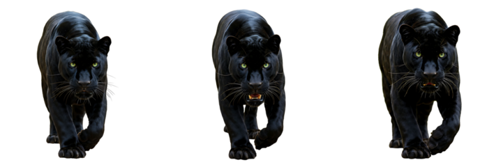 Black Panther Walking Forward on Transparent Background

