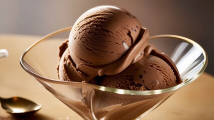 Mocha Mousse colored ice cream scoops in a glass