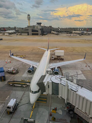 View From Above As A Regional Jet Is Serviced Prior To Take Off At Gate D15 At Hartsfield-Jackson Atlanta Airport