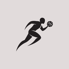 Basketball player silhouette vector illustration.