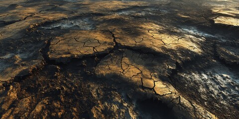 A detailed visualization of drought affected land and cracked soil textures highlighting environmental importance.