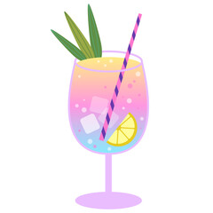 Tropical drink cocktail. Alcoholic or non-alcoholic cocktail in a glass