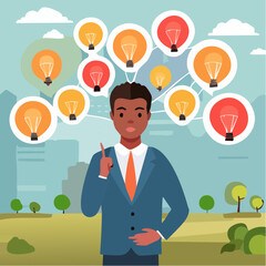 Too many thinking ideas, overwhelmed issues or busy problem to be solved, contemplation solutions for troble, concerned or anxiety concept, businessman thinking with many thinking bubble