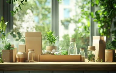 A detailed visualization of eco conscious packaging and zero waste lifestyle highlighting environmental importance.
