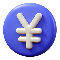 Obraz premium 3D Render of Japanese Yen Currency Symbol on Blue Circle