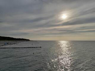 Meer, Sonne, Horizont, Himmel, Sommer, Wolken, Ufer