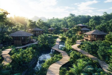 A detailed visualization of eco friendly tourism and nature trails highlighting environmental importance.