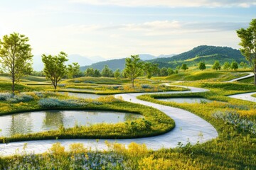 A detailed visualization of eco friendly tourism and nature trails highlighting environmental importance.