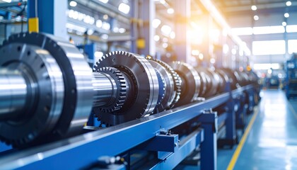 Fototapeta premium Intricate gears and automated systems, exploring the mechanics of a powerful factory machine