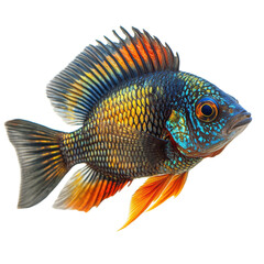 Fototapeta premium Jewel Cichlid isolated on transparent background.
