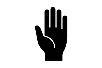 Hand palm open gesture stop black silhouette vector