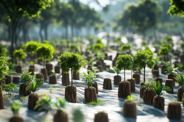 A detailed visualization of forest conservation and tree planting initiatives highlighting environmental importance.