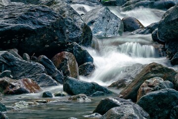 small waterfall in the mountains