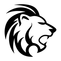 "A black and white lion face"silhouette style 