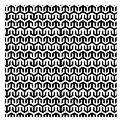 vector seamless pattern, black and white geometric pattern, repeating arrow-like or "M" shaped units interlock, zigzag or chevron effect, horizontal rows