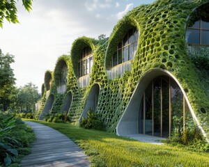 A detailed visualization of green architecture and sustainable building materials highlighting environmental importance.