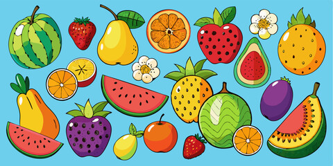 Seamless pattern with apples and flowers, a vibrant collection of fruit illustrations