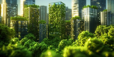 A detailed visualization of green architecture and sustainable building materials highlighting environmental importance.