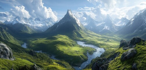 A detailed visualization of mountain landscapes untouched by development highlighting environmental importance.