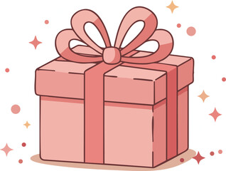 Pink gift box with ribbon and bow vector illustration for celebrations and presents 