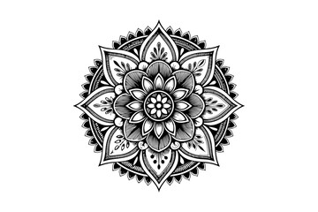 Abstract floral pattern with ornamental mandala design in vintage decorative style