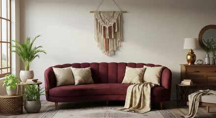 "Chic Haven – Curved mehron Sofa with Accents & Tones"