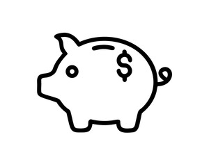 Obraz premium Piggy Bank Line Icon with Editable Stroke - Minimalist Savings Vector for Finance Apps, Banking UI & Budgeting Templates