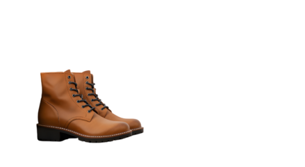 Brown leather ankle boots with laces on a neutral background  