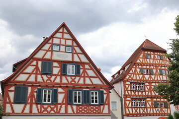 Blick in die Altstadt der Römerstadt Ladenburg in Baden-Württemberg	