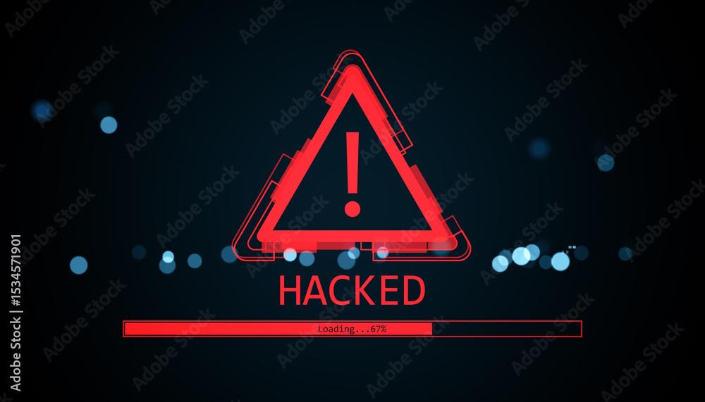 Poster Red warning triangle with exclamation mark and 