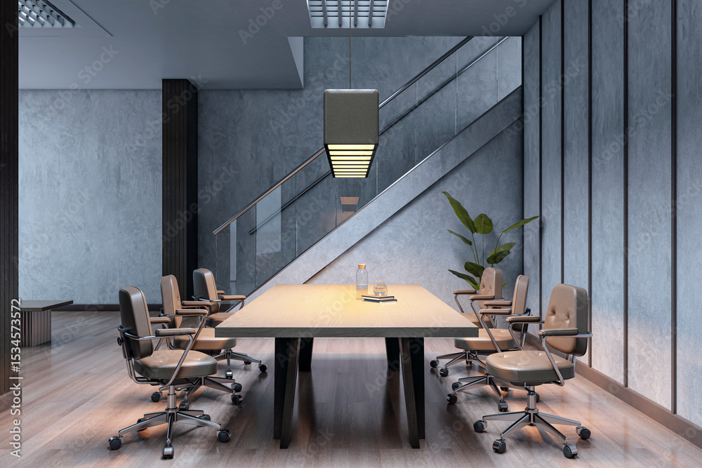 Aufkleber modern executive boardroom with stylish furniture and minimalistic design featuring a wooden desk an