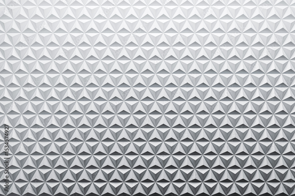 Aufkleber Geometric diamond-shaped triangle wall panels with abstract modern texture pattern in futuristic architectural design style background. 3D Rendering