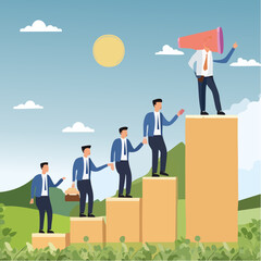 Taking initiative to win business competition, determination or entrepreneurship to overcome difficulty and success, courage or challenge concept, businessman taking initiative to climb growth grap