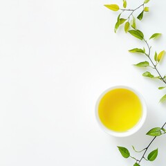 Bright yellow oil with lush green leaves