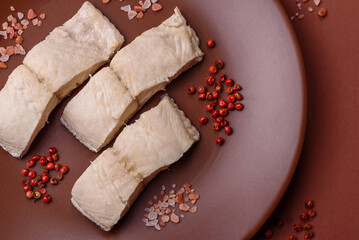 White fish fillets, seafood cooked with salt and spices. Fish fillets
