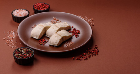 White fish fillets, seafood cooked with salt and spices. Fish fillets