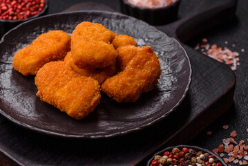 Chicken nuggets in breading, takeaway food, junk food