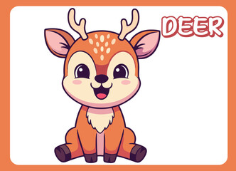Cute little deer  happy smile cartoon illustration.